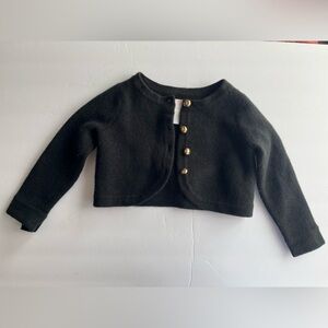 Janie and Jack Girls 2T Black Cropped Cardigan Merino Wool